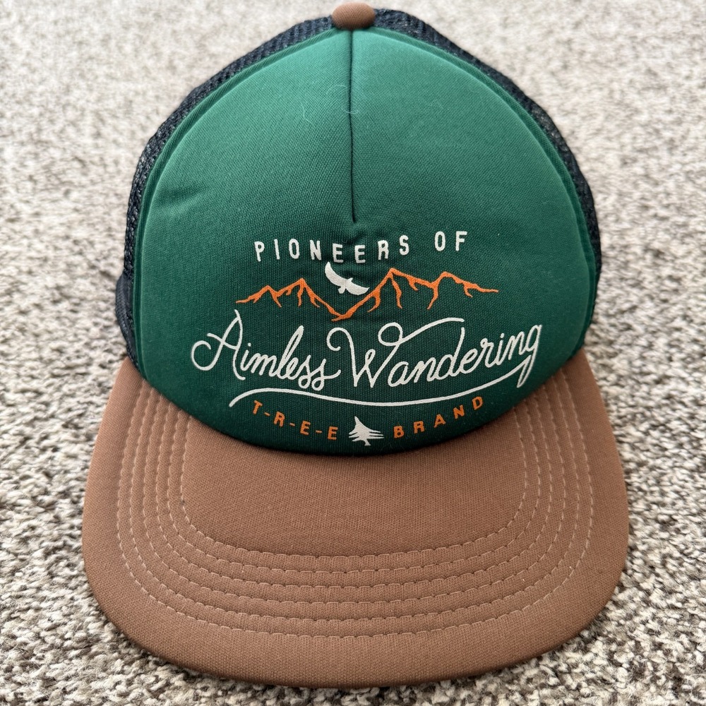 Hippy Tree Hat Cap Trucker Green Forest Hike Trail Outdoor Aimless Wandering